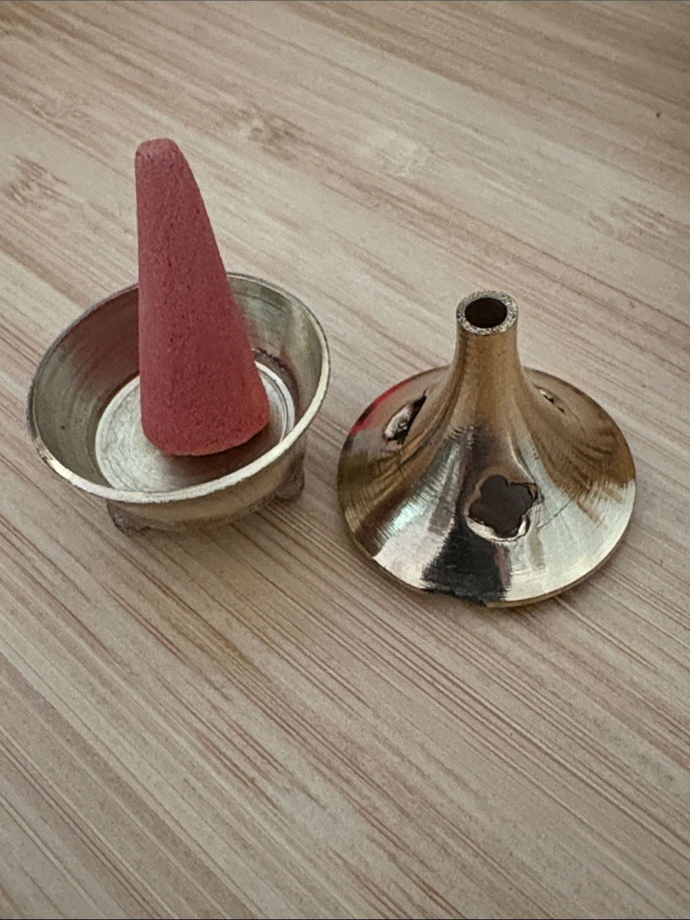 Mini Brass Incense Burner Set - Gold Home Accent - Picture 6 of 7